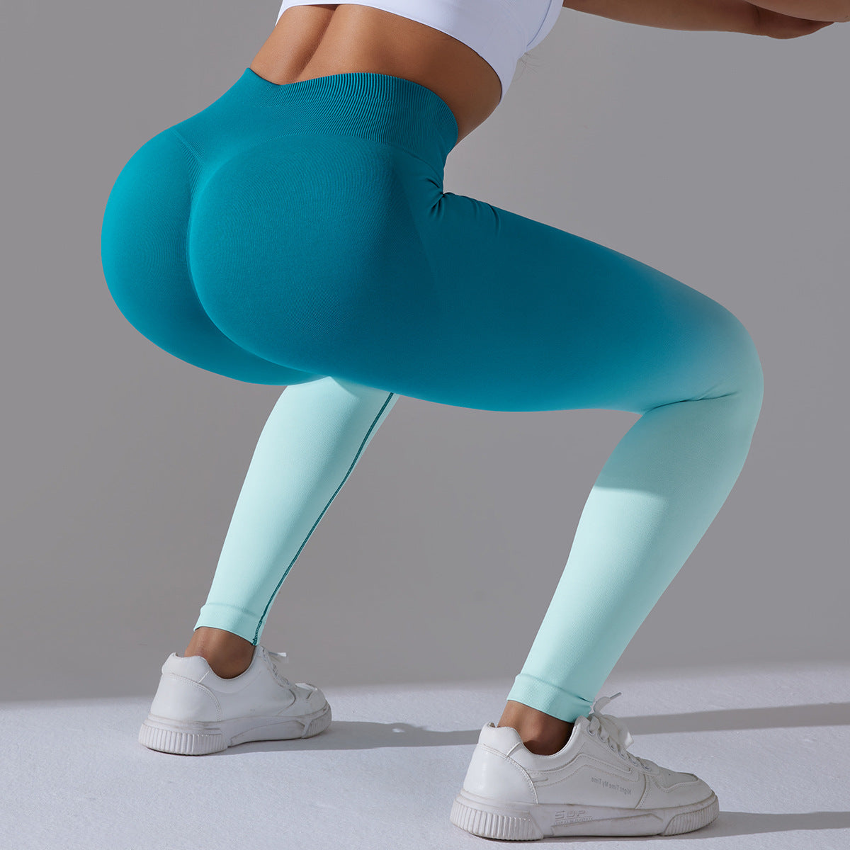Gradient Ombre Leggings, Blue~White