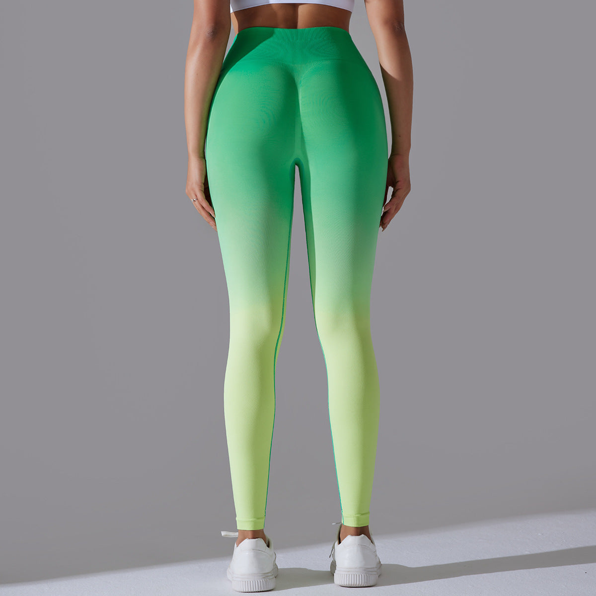 Gradient Ombre Leggings, Green-Yellow