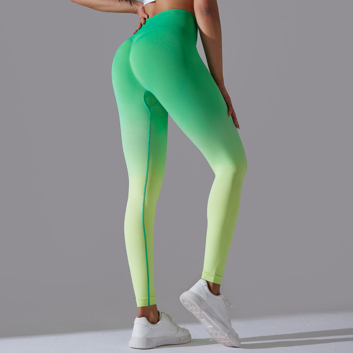 Gradient Ombre Leggings, Green-Yellow