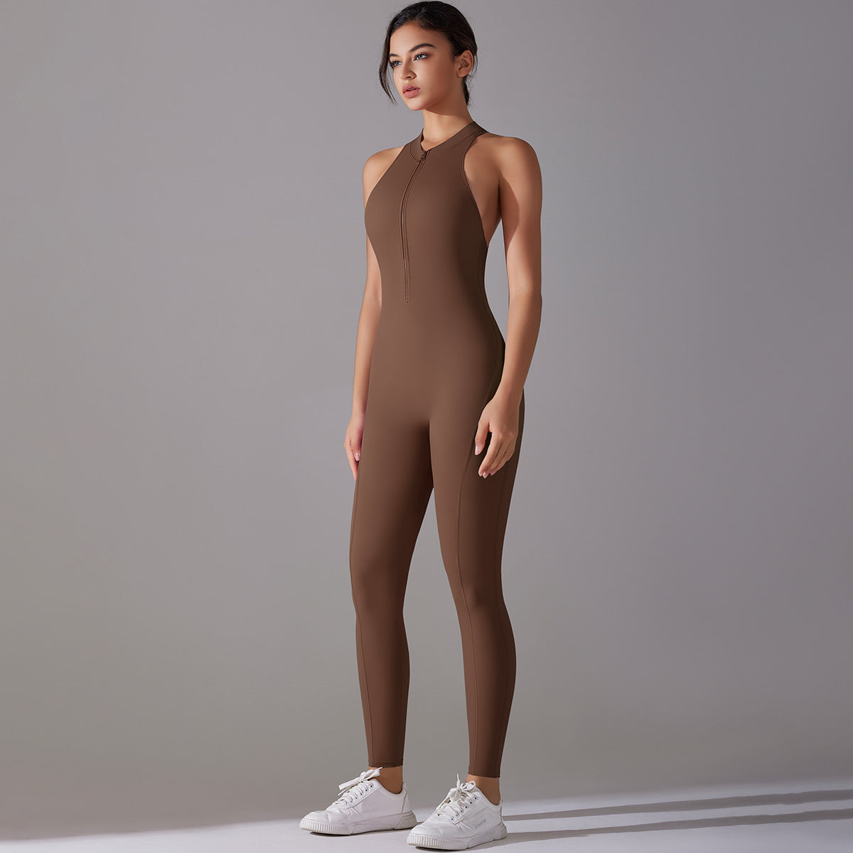 Active Chic One~piece Chestnut including sport bra pad inserts. Please see size chart to your body fit!