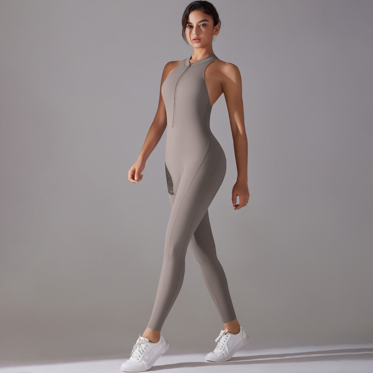 Active Chic One~piece Gray Smoky including sport bra pad insert, Please see size chart to ensure your body fit!