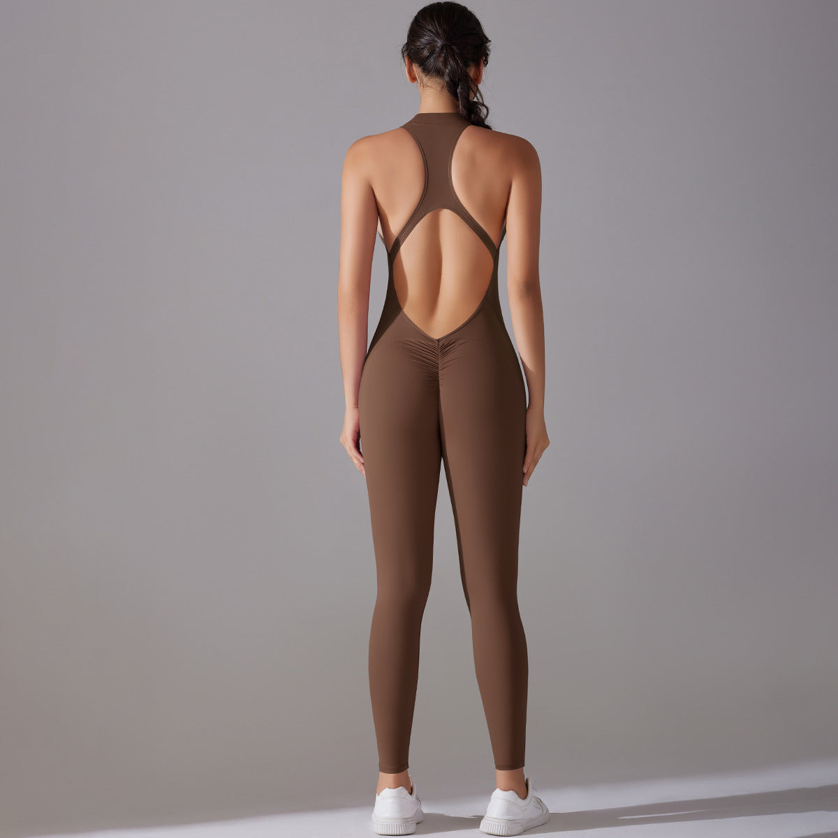 Active Chic One~piece Chestnut including sport bra pad inserts.