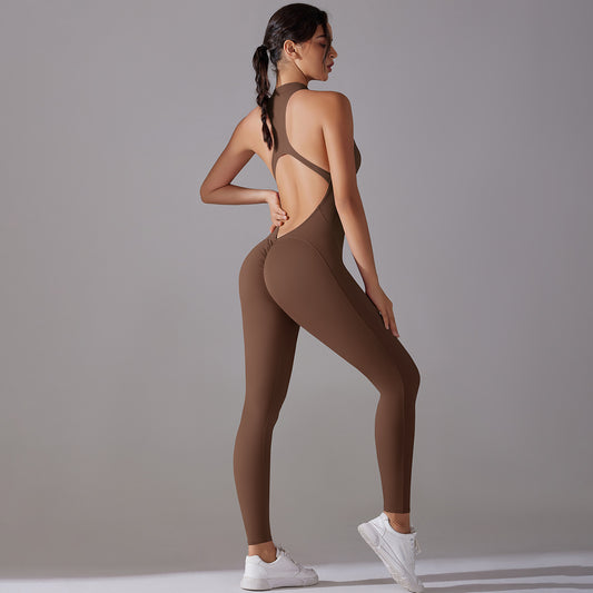 Active Chic One~piece Chestnut including sport bra pad inserts.