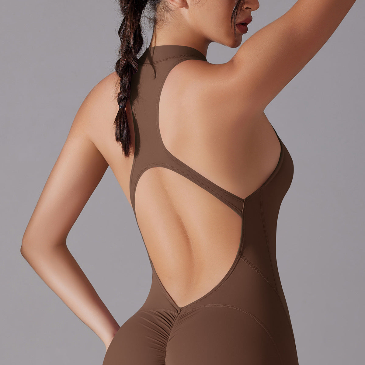 Active Chic One~piece Chestnut including sport bra pad inserts.