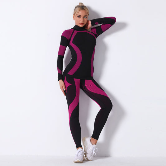 LuxeTherm Activewear 2 pieces set Black and Magenta