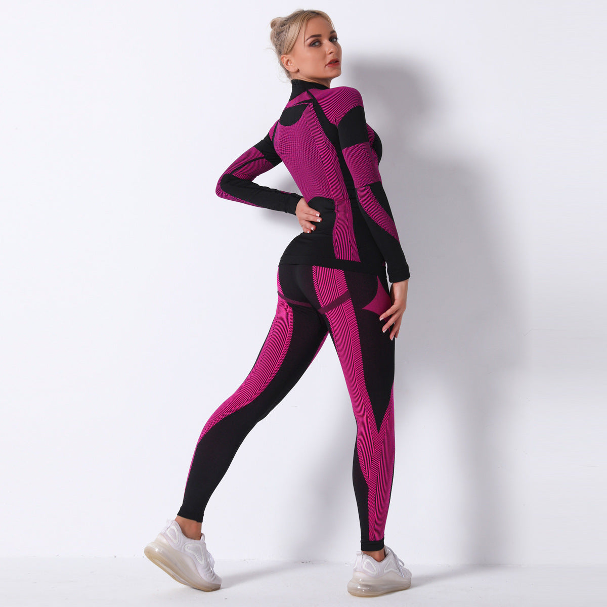 LuxeTherm Activewear 2 pieces set Black and Magenta