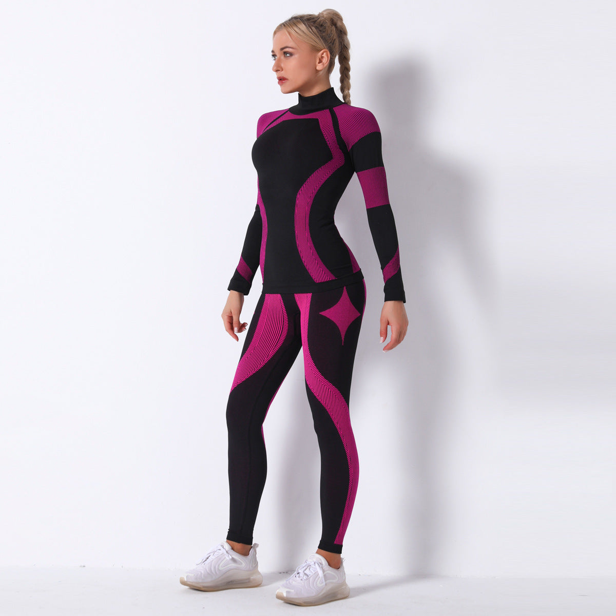 LuxeTherm Activewear 2 pieces set Black and Magenta