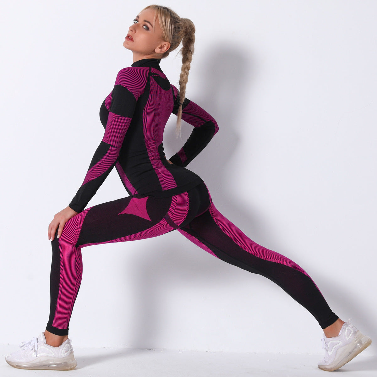 LuxeTherm Activewear 2 pieces set Black and Magenta