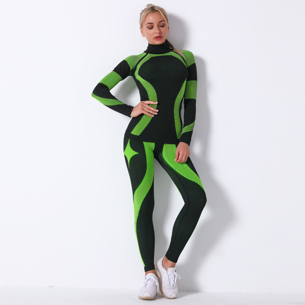 LuxeTherm Activewear 2 pieces set Black and lime green