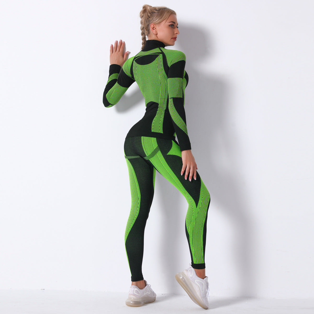 LuxeTherm Activewear 2 pieces set Black and lime green