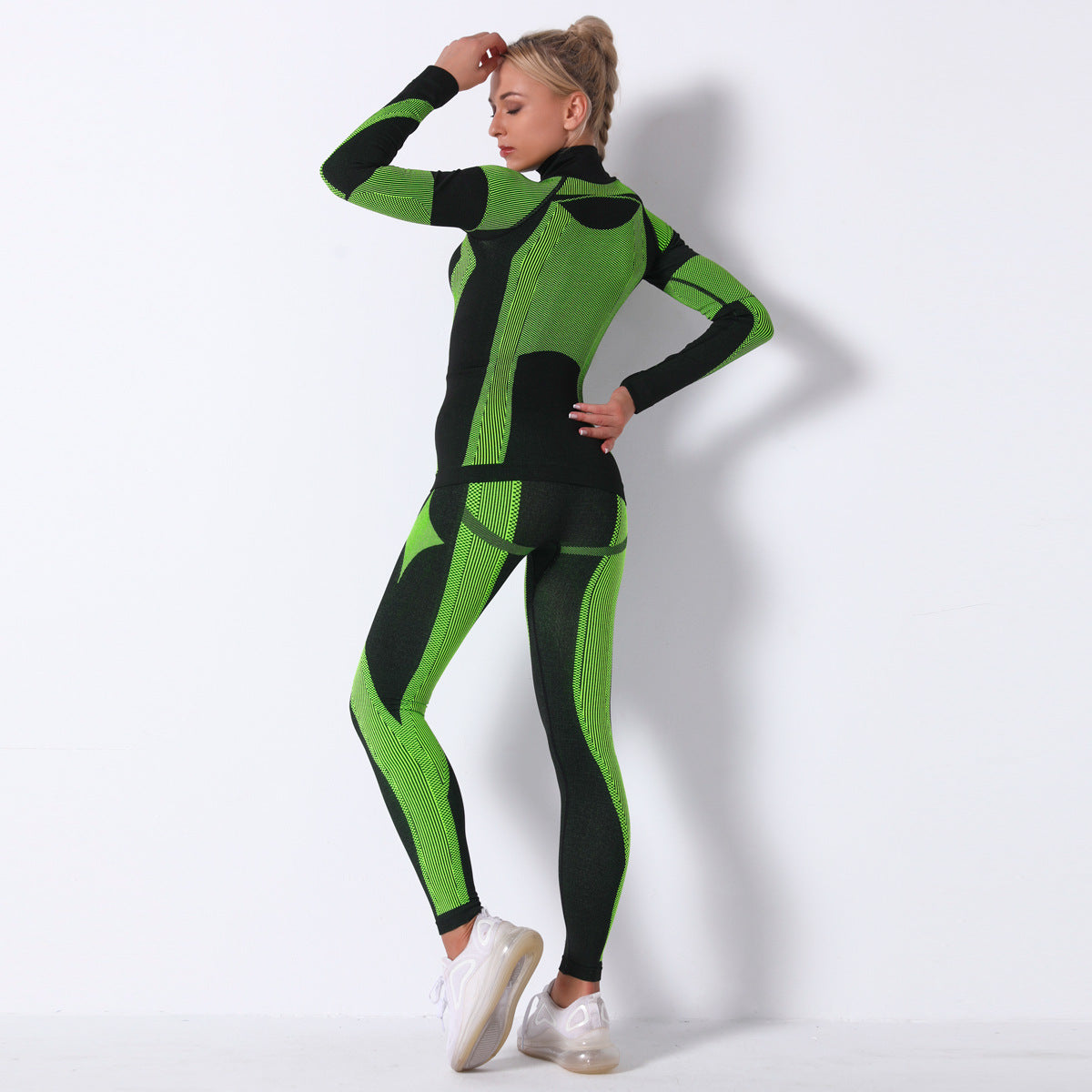 LuxeTherm Activewear 2 pieces set Black and lime green