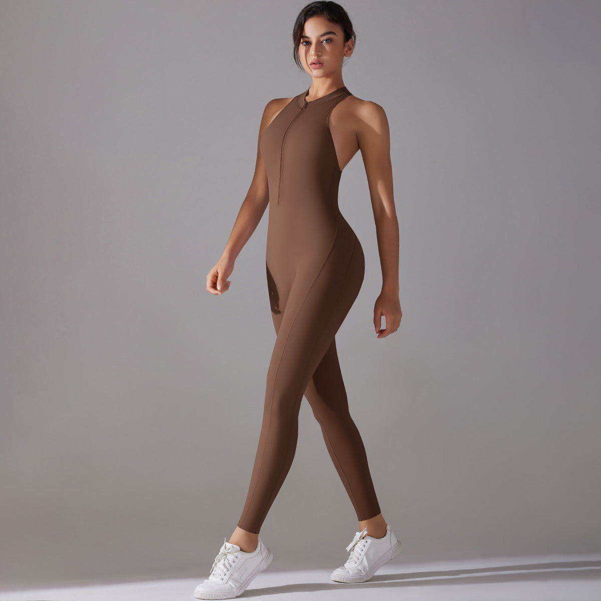 Active Chic One~piece Chestnut including sport bra pad inserts. Please see size chart to your body fit!